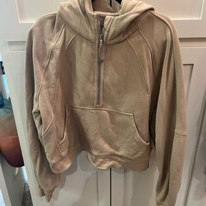 Lululemon tan 1/2 zip scuba hoodie.